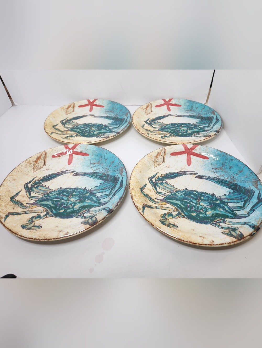Pier 1 Coastal Cruiser The Blue Crab Melamine Plates - (Set of 4)